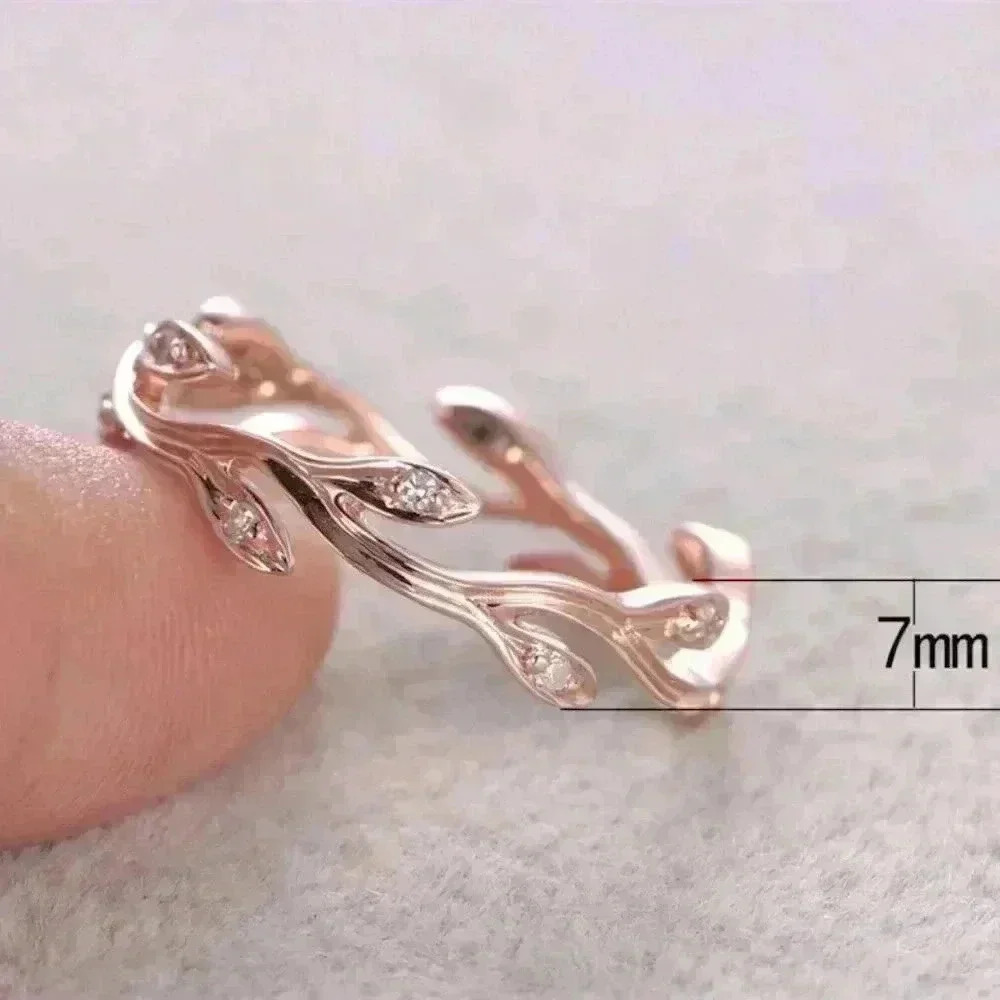 New Beautiful 14k Rose Gold Over Silver Diamond Ivy Ring